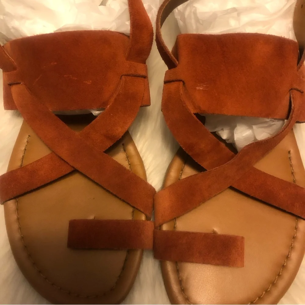 Franco Sarto Women's GIA Slingback Sandal Size 7M Orange Suede Flat